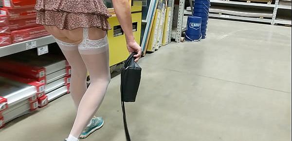  Wife walking around lows no panties short skirt see threw top